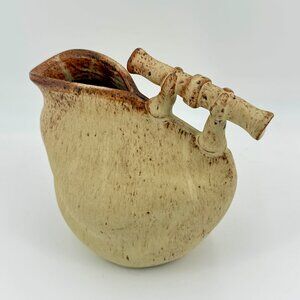Dick Overman Stoneware Art Pottery Freeform Style Pitcher Vase, 1989